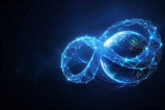 Infinite formed by digital planet earth segments world telecommunication and information society day internet of things technology world telecommunication and information society day
