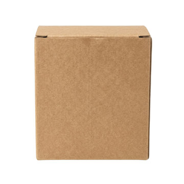 Blank small brown cardboard box mockup for shipping