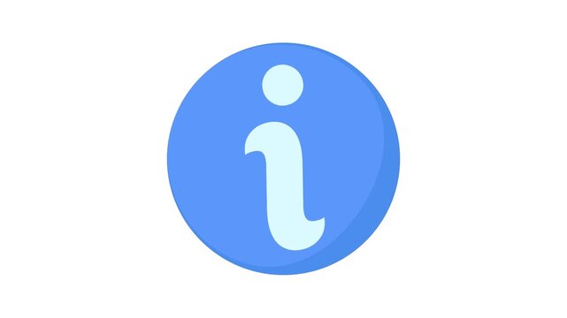 Animated information icon bouncing on white background