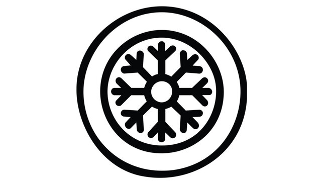 Cold storage vector icon illustration for cryptocurrency security featuring a vault door with a snowflake symbol. Minimalist flat line art design for digital asset protection and financial safety.
