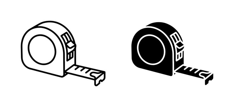 Tape Measure Icons, Measuring Tool Vector Graphics, Construction and DIY Symbol Set