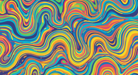 Obraz premium Psychedelic Swirl Pattern: Vibrant Abstract Waves in Rainbow Colors