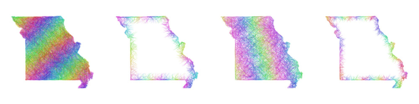 Colorful sketch Missouri map design set