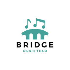 Naklejka premium people bridge music notes team work community logo vector icon illustration