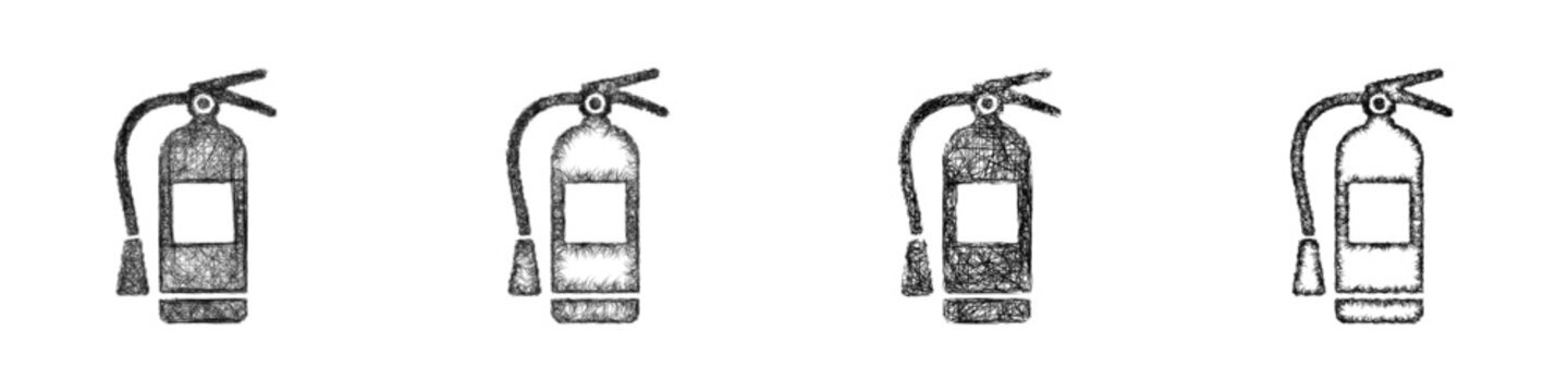 Sketch fire extinguisher icon design set