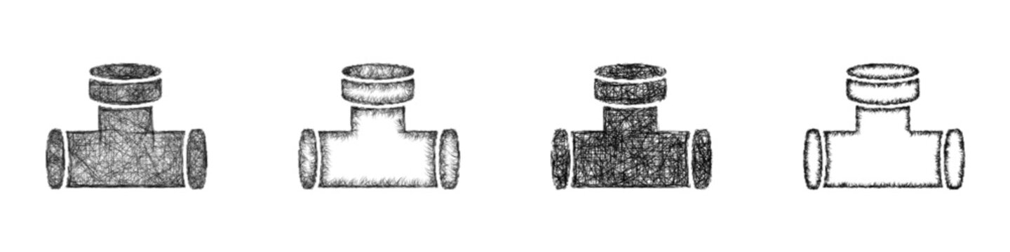 Sketch pipe fitting icon design set