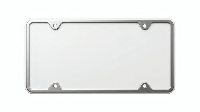 Blank Metal License Plate Frame Isolated on White Background