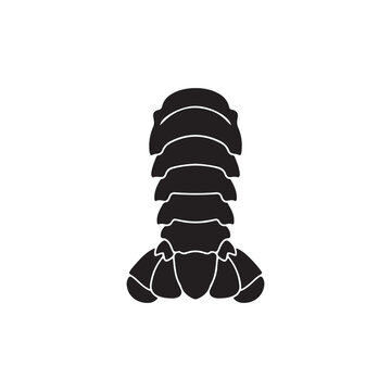 Raw robster tail silhouette vector flat design on white background.