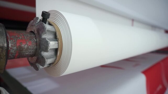 Print paper rolling on sublimation heat press machine, full printing fabric