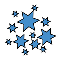 Obraz premium Blue star cluster vector illustration with various sizes isolated on white background