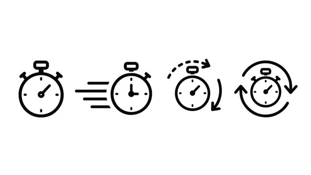 Vector clock icon set showing time concepts - Line and glyph solid icon and logo template - Clipart, sticker - icon set