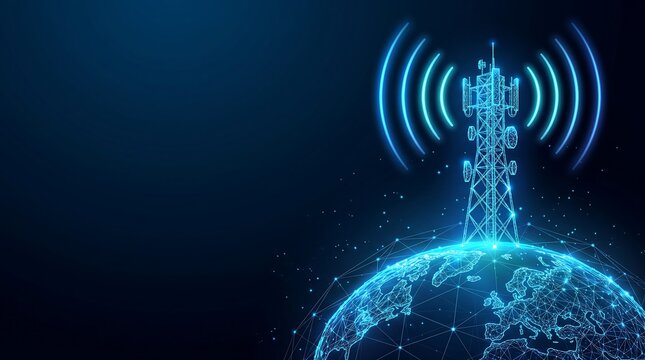 Global signal transmission from communication tower on world telecommunication and information society day with communication, technology world telecommunication and information society day