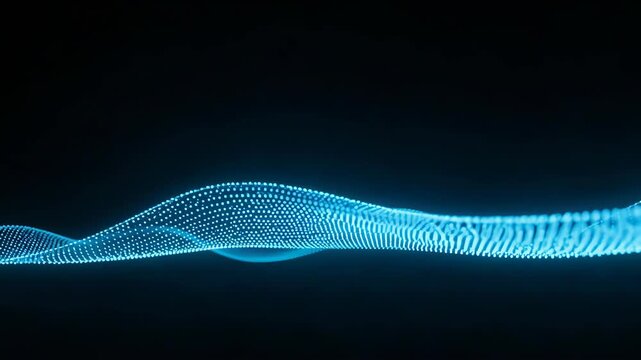 Blue glowing dot wave pattern, seamless loop