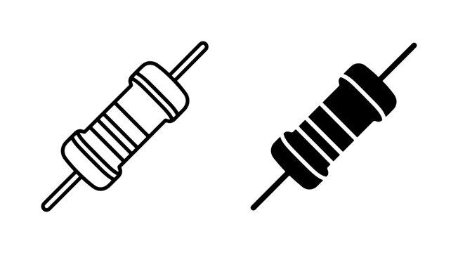 Electronic Resistor Icons, Electrical Component Symbols, Circuitry Elements, Technology Vector Graphics