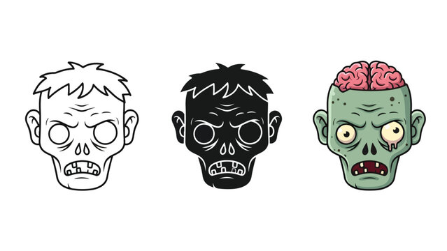 Vector zombie faces icon set illustration - Blue icon set - Modern style icon  - Glyph and solid icon set - Icon vector
