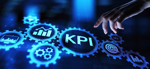Fototapeta premium KPI - Key performance indicator. Business and industrial analysis. Internet and technology concept on virtual screen.