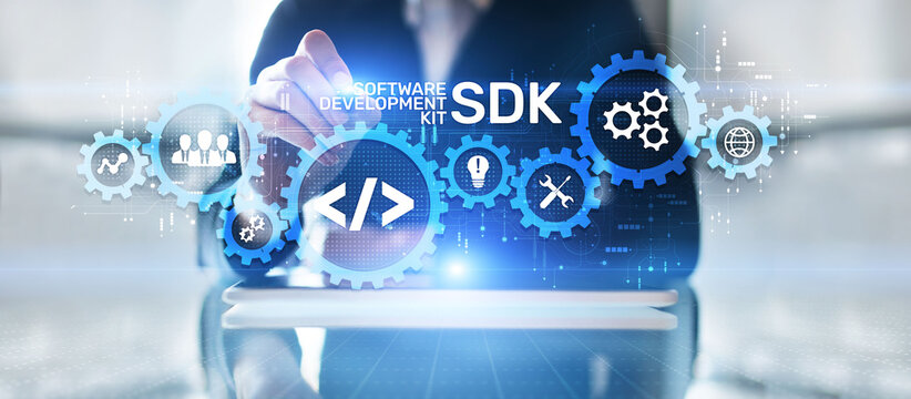 SDK Software development kit programming technology concept on virtual screen.