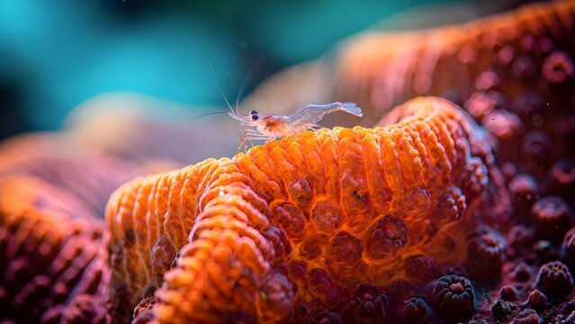 Extreme Macro Photography of Vibrant Brain Coral Under the Sea, Detailed Texture of Marine Platygyra Coral, Abstract Natural Maze Pattern Underwater, Vivid Ocean Life Biology Close-Up