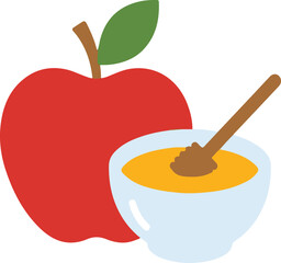 Red apple and bowl of golden honey with dipper for rosh hashanah jewish new year celebration © Nisha