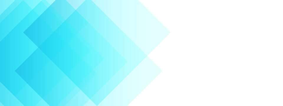 Abstract geometric background with blue squares, minimalist cyan diamond pattern vector, clean corporate presentation slide header, modern light blue tech backdrop for web banners.