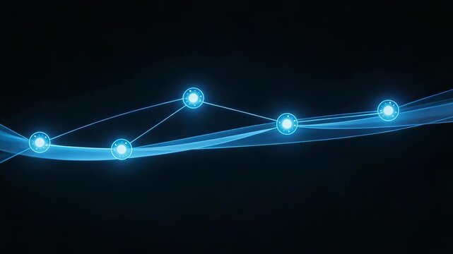Blue glowing network connections, seamless loop