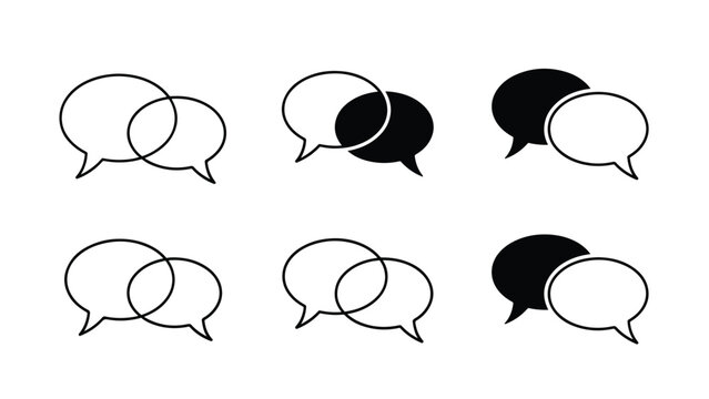 Vector speech bubble icon set with fill variations - Line and glyph solid icon and logo template - Clipart, sticker - icon set