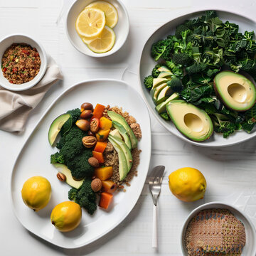 Repas sain, salade et nourriture r&eacute;gime