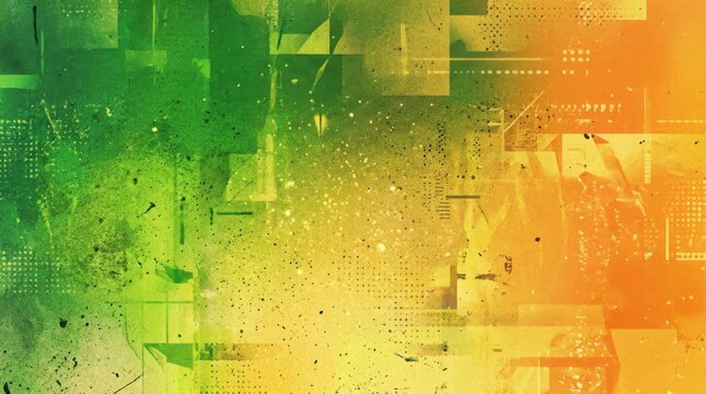 Colorful abstract grunge background with a vintage textured paper pattern and futuristic digital network lines featuring orange light effects and space for text for modern business wallpaper design