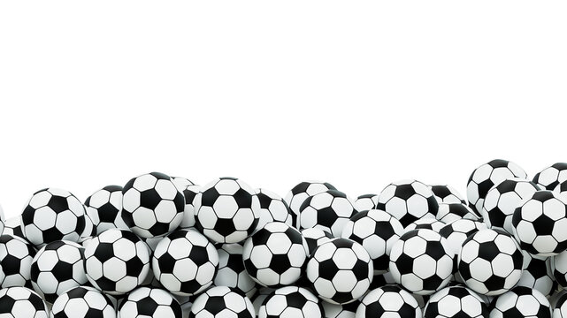 soccer Balls Filling Screen - 3D rendering on transparent background