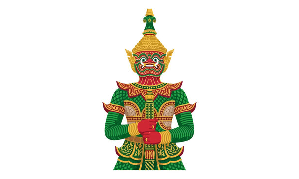 Yaksha Thai Giant Guardian Statue Illustration on White Background