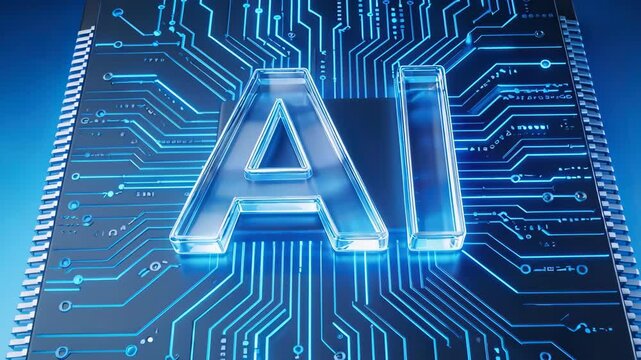 AI chip with glowing circuitry