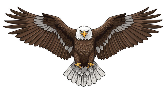 American Bald Eagle, Brown Bird, White Head, Wings Spread, Wildlife Icon