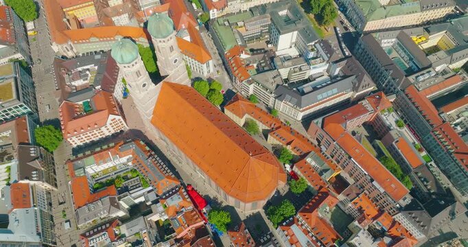 Munich Frauenkirche Church Aerial Footage