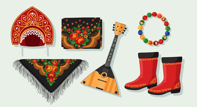Traditional Russian Folk Art Objects Collection