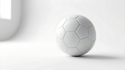 Fototapeta premium Minimalist White Soccer Ball in Bright Studio Setting for World Football Day