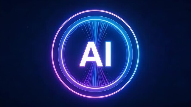 AI logo with neon circle