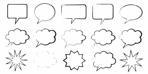 Obraz premium collection of speech bubbles and thought clouds line drawing style