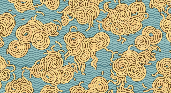 Whimsical Noodle Pattern Seamless Texture