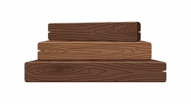 Stacked wooden planks with distinct grain patterns on white background