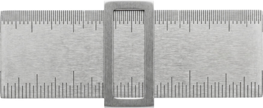 Metal sewing gauge with sliding marker isolated on transparent background