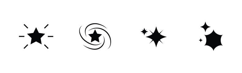 Fototapeta premium Sparkle Star Icons – Minimal Magic Glow Vector Set.eps10
