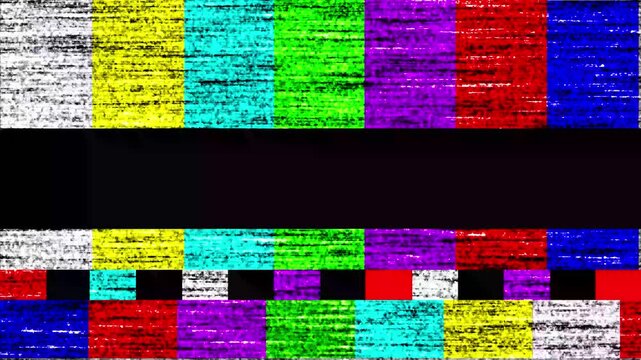 Please Stand By Text Animation. No Signal Broadcast With Glitch Distortion Noise - 4k black background icon animation