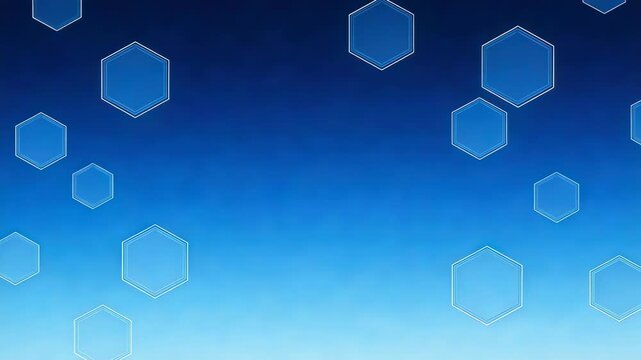 Blue gradient background with hexagons