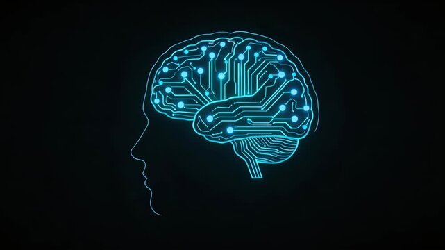 Human head with circuit brain