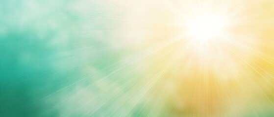 Obraz premium Bright Sunburst with Radiant Rays of Light Over Teal and Yellow Textured Background