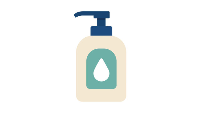 Hand-drawn minimalist vector icon illustration of a lotion pump bottle for skincare or soap dispenser, clean scalable SVG outline design for beauty and hygiene concepts isolated on white.