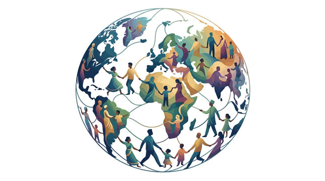 An illustrative design celebrates World Cultural Diversity Day, depicting diverse characters holding hands across a globe, symbolizing inclusion and respect with interconnected networks
