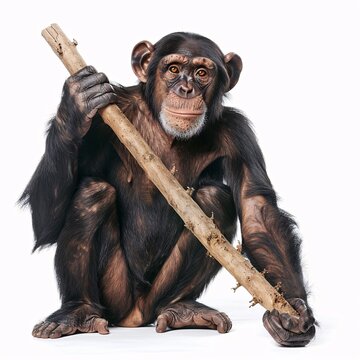 Chimpanzee Isolated on White Background Primate Animal Wildlife Portrait