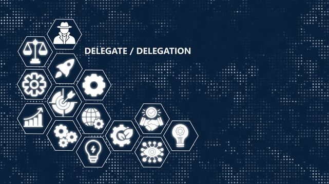 Delegate and delegation business concept with digital and network background