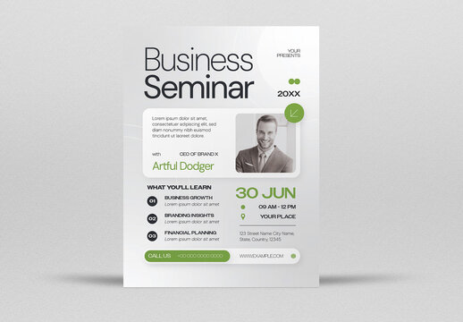 White and Green Business Seminar Flyer